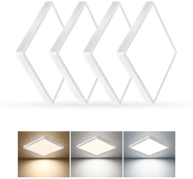 Main image of 16 Inch Square LED Flush Mount Ceiling Light,4 Pack,36W 3600LM,3CCT(White) 3000K/4000K/6000K Selectable,White Slim Low Profile Ceiling Light Firxtue for Bedroom/Kitchen/Living room/Dinning room