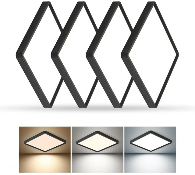 Main image of 16 Inch Square LED Flush Mount Ceiling Light,4 Pack,36W 3600LM,3CCT(Black) 3000K/4000K/6000K Selectable,Black Slim Low Profile Ceiling Light Firxtue for Bedroom/Kitchen/Living room/Dinning room