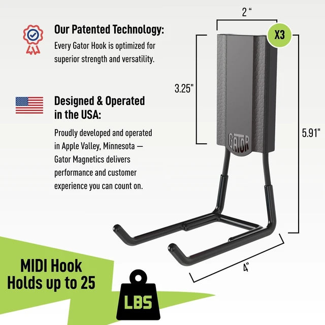Alt view image 2 of 7 - MIDI 4 in Black Open Hooks, 25 lb Magnetic Hooks 3 Pack Patented Easy-Release, Non-Slip Grip. Works on toolboxes, garage, steel cabinets, workbenches, utility vans & lockers