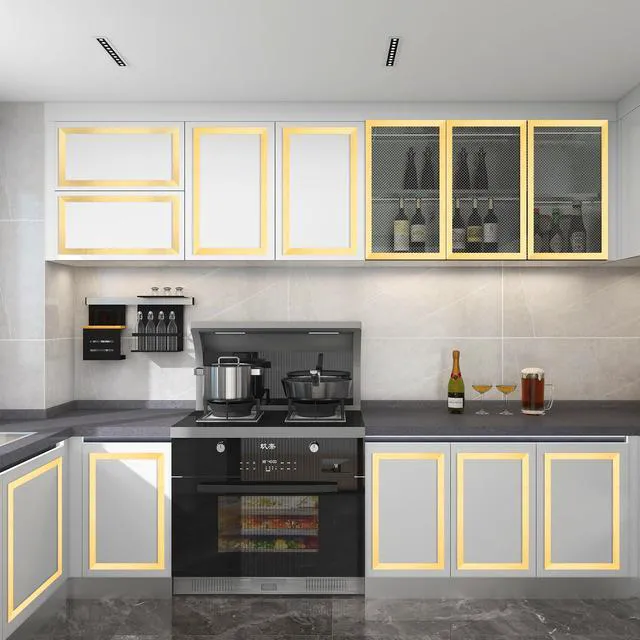Alt view image 5 of 6 - Gold Metalized Brushed Finish Molding Trim, Peel and Stick Strip for Mirror Frame, Wall, Fireplace and Home DIY Decoration (32.8 ft x 0.8 inch) (Pack of 3)