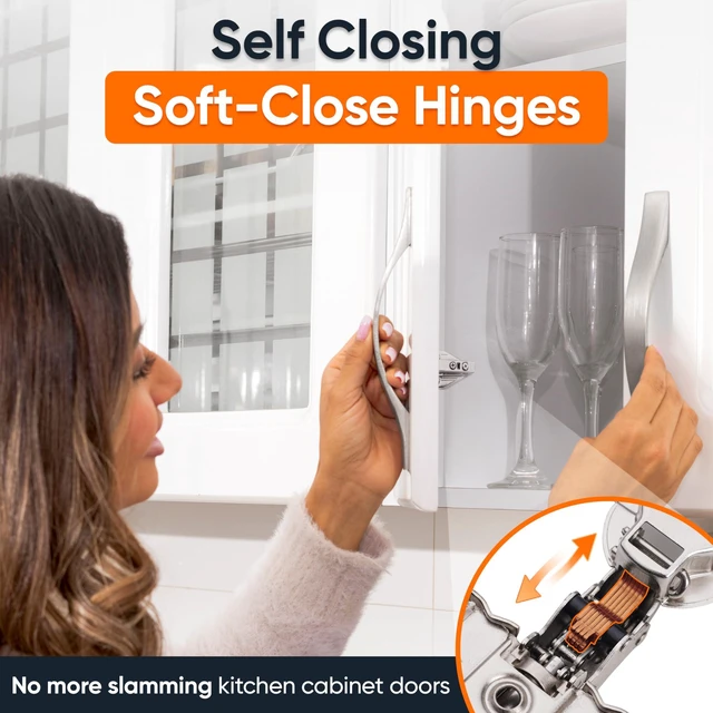Alt view image 2 of 7 - (40 PCS) Full Overlay Soft Close Cabinet Hinges for Kitchen Cabinets - 105° Face Frame Concealed Cabinet Door Hinge -3 Way Adjustability -Clip on Plate & Matching Screw 4 Easy Installation