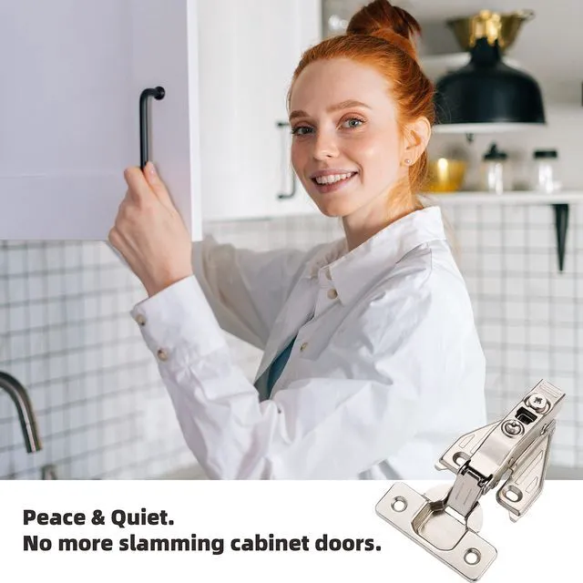 Alt view image 7 of 7 - (40 PCS) Full Overlay Soft Close Cabinet Hinges for Kitchen Cabinets - 105° Face Frame Concealed Cabinet Door Hinge -3 Way Adjustability -Clip on Plate & Matching Screw 4 Easy Installation