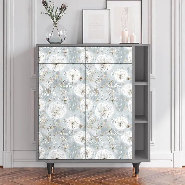 Alt view image 5 of 7 - Floral Wallpaper Peel and Stick Dandelion Contact Paper for Cabinet Dandelion Peel and Stick Wallpaper Floral Contact Paper 16.9"x590.5" Self Adhesive Removable Waterproof Drawers Decor Vinyl