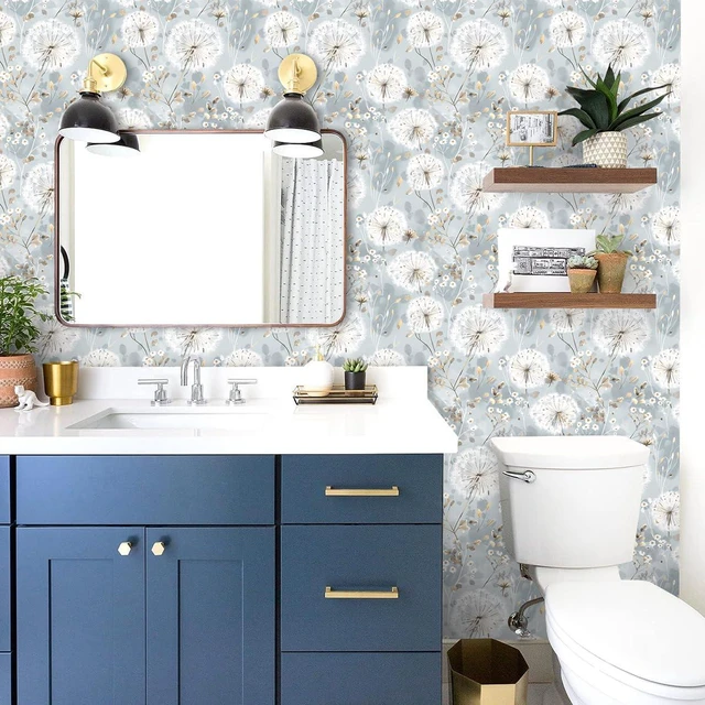 Alt view image 6 of 7 - Floral Wallpaper Peel and Stick Dandelion Contact Paper for Cabinet Dandelion Peel and Stick Wallpaper Floral Contact Paper 16.9"x590.5" Self Adhesive Removable Waterproof Drawers Decor Vinyl