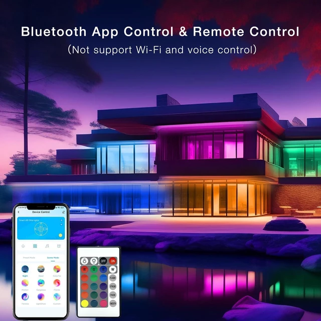 Alt view image 3 of 7 - Outdoor LED Strip Lights Waterproof 200ft, IP67 Waterproof LED Light Strips with Remote, Music Sync APP Control, RGB Color Changing LED Lights for Roof, Balcony, Deck, Pool, Patio, Outdoor Decorations
