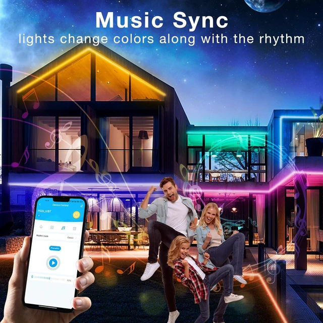 Alt view image 4 of 7 - Outdoor LED Strip Lights Waterproof 200ft, IP67 Waterproof LED Light Strips with Remote, Music Sync APP Control, RGB Color Changing LED Lights for Roof, Balcony, Deck, Pool, Patio, Outdoor Decorations