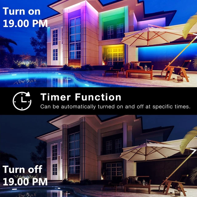 Alt view image 6 of 7 - Outdoor LED Strip Lights Waterproof 200ft, IP67 Waterproof LED Light Strips with Remote, Music Sync APP Control, RGB Color Changing LED Lights for Roof, Balcony, Deck, Pool, Patio, Outdoor Decorations