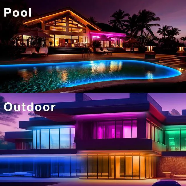 Alt view image 7 of 7 - Outdoor LED Strip Lights Waterproof 200ft, IP67 Waterproof LED Light Strips with Remote, Music Sync APP Control, RGB Color Changing LED Lights for Roof, Balcony, Deck, Pool, Patio, Outdoor Decorations
