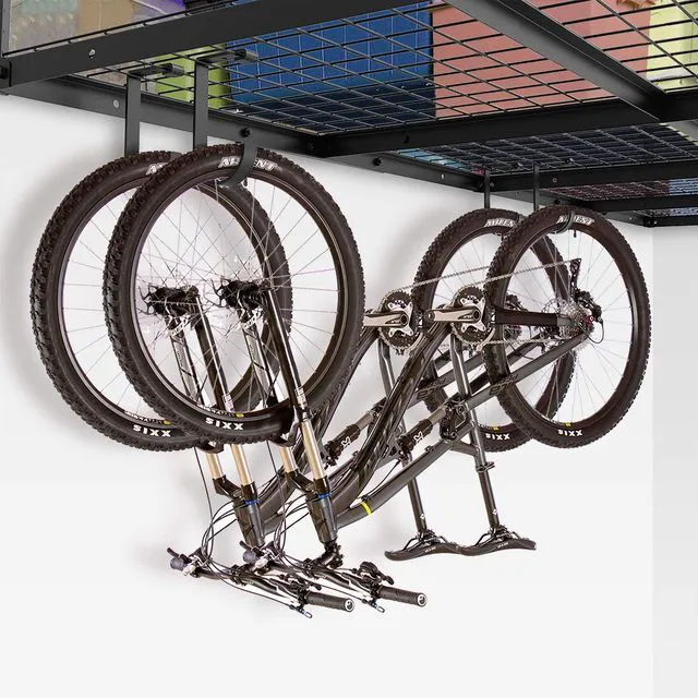 Alt view image 5 of 7 - 16 Pack Add On Storage Flat Hook Accessory for Garage Ceiling Rack and Wall Shelving, Max Weight Capacity up to 50lbs, Black