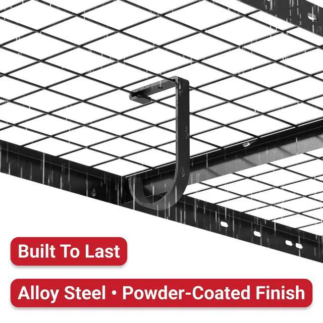 Alt view image 7 of 7 - 16 Pack Add On Storage Flat Hook Accessory for Garage Ceiling Rack and Wall Shelving, Max Weight Capacity up to 50lbs, Black