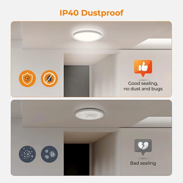 Alt view image 5 of 7 - LED Flush Mount Ceiling Light, 12 Inch 24W 3000K 4000K 5000K Hardwire Light Fixture, Ultra Thin Round White Lamp for Kitchen Porch Bedroom Hallway Stairwell Basement, Non-dimmable 6 Pack