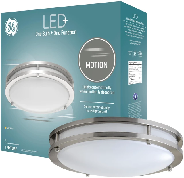 Main image of LED+ Motion Sensor Fixture, 20W, Flush Mount Ceiling Light with Motion Sensor, Security Light, Soft White (1 Pack)