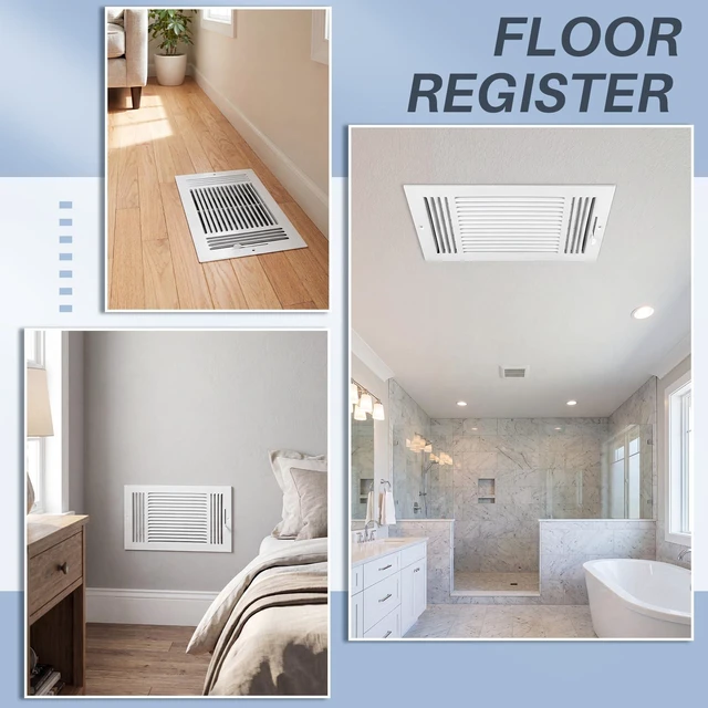 Alt view image 5 of 7 - 6 Pack Wall Vent Covers Interior Size 14 X 8 Inch, White Steel 3 Way Adjustable Air Flow, Steel Construction for Ceiling Sidewall Bathroom Office HVAC, Durable Register Grilles