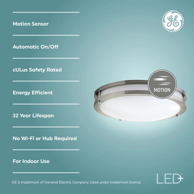 Alt view image 2 of 7 - LED+ Motion Sensor Fixture, 20W, Flush Mount Ceiling Light with Motion Sensor, Security Light, Soft White (1 Pack)
