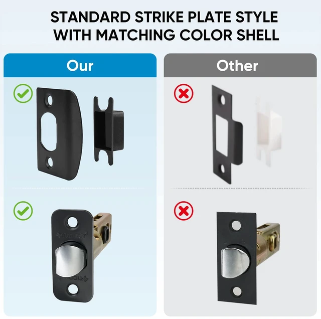 Alt view image 6 of 7 - 10PK Matte Black Door Handles Interior, Reversible Square Door Levers Knob for Hallway, Bedroom, Bathroom (No Lock, 10PK Passage)