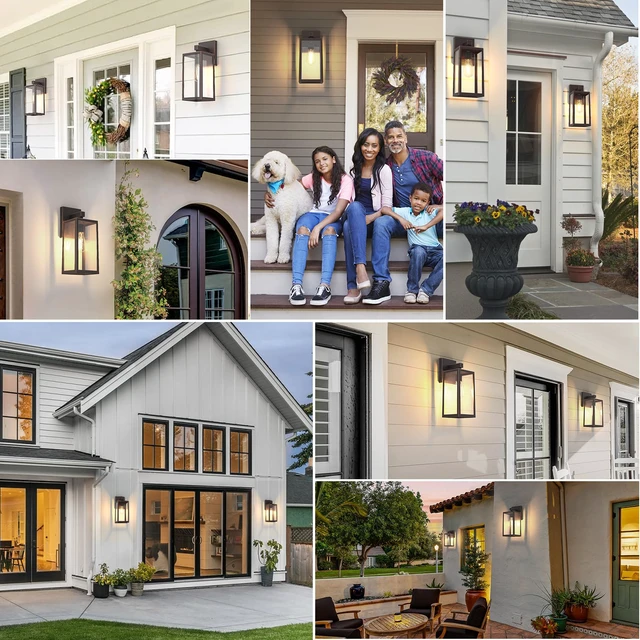 Alt view image 5 of 7 - Outdoor Wall Light Fixtures, Exterior Waterproof Wall Lanterns Oil Rubbed Bronze Porch Wall Light, Anti-Rust, E26 Socket, Clear Glass Outside Wall Mount Sconce, Front Door Lighting, 2 Pack