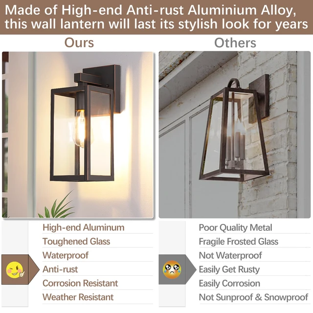 Alt view image 3 of 7 - Outdoor Wall Light Fixtures, Exterior Waterproof Wall Lanterns Oil Rubbed Bronze Porch Wall Light, Anti-Rust, E26 Socket, Clear Glass Outside Wall Mount Sconce, Front Door Lighting, 2 Pack
