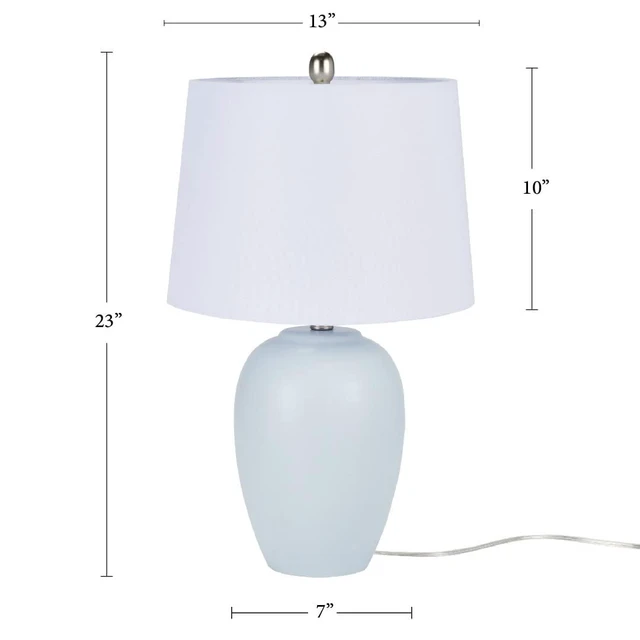 Alt view image 4 of 6 - Home 23" Coastal Blue Ceramic Pot Table Lamp for Bedroom, Living Room, Dining Entryway, with White Shade
