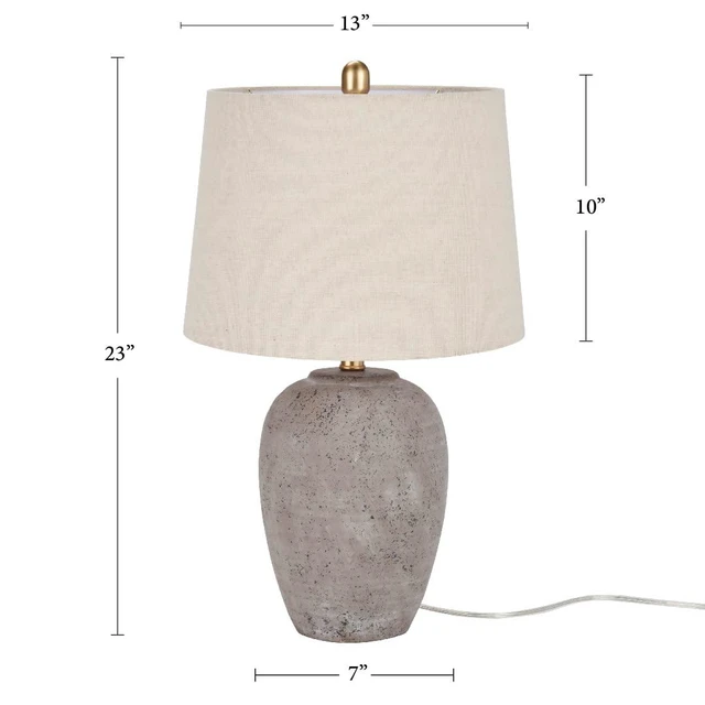 Alt view image 2 of 7 - Home 23" Greyish Brown Earth Tone Rustic Farmhouse Ceramic Table Lamp for Bedroom, Living Room, Dining, Office, with Beige Linen Shade
