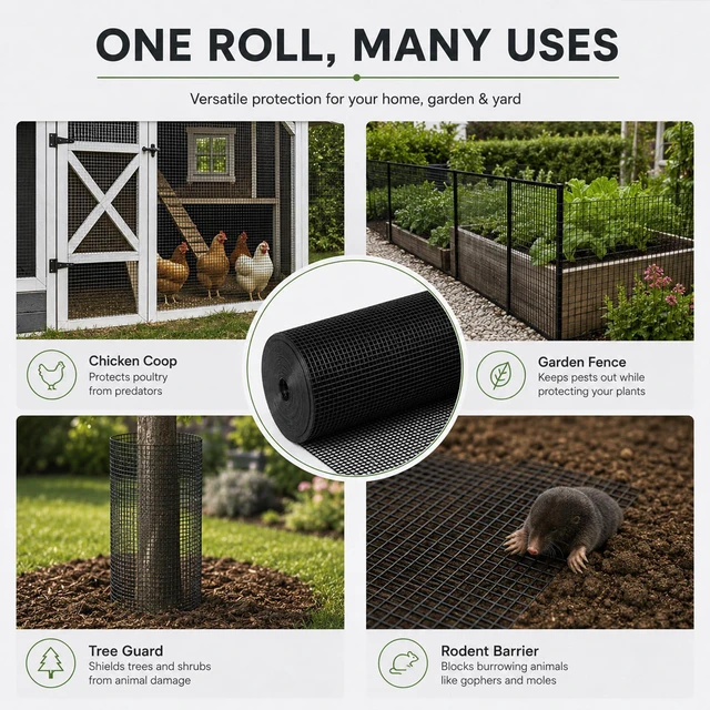 Alt view image 6 of 7 - Hardware Cloth Chicken Wire 1/2 inch Mesh 60 x 50 Ft 19 Gauge Chicken Wire Mesh Roll Welded Wire Fencing Gopher Mesh Wire Cloth Tree Guard Garden Fencing Hardware Mesh