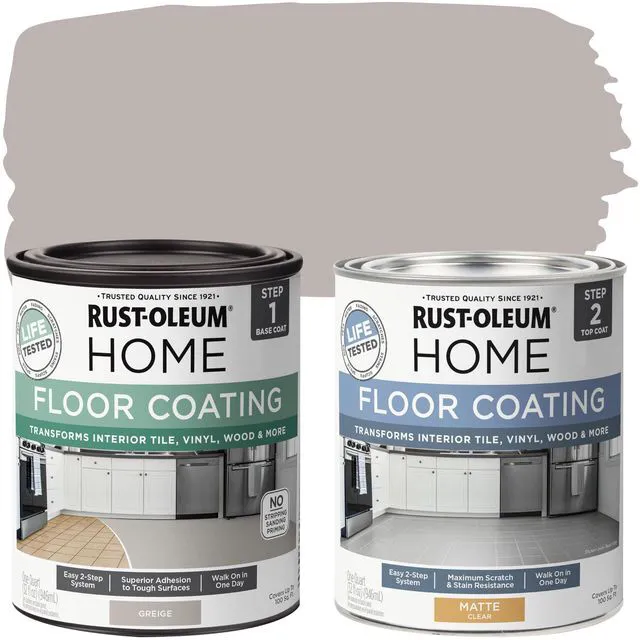 Main image of Interior Floor Matte Greige Coating Kit Interior Floor Renovation, Durable Walk-On Finish, Tile Vinyl Concrete And Wood Surfaces, 2 Quarts