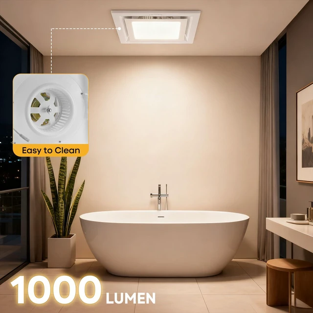 Alt view image 7 of 7 - Bathroom Exhaust Fan with Light 10" 140CFM, 1000LM, 2Pcs 5CCT Exhaust Fan Mounting Opening 8"x8" Bathroom Fan with Light Ceiling Mount for Home, Bath, Office