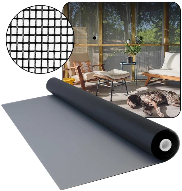 Main image of Window Screen Mesh 48 in x 100 in Fiberglass Window Screen Replacement Mesh Roll for Windows, Patios, Porches & Doors (Charcoal)