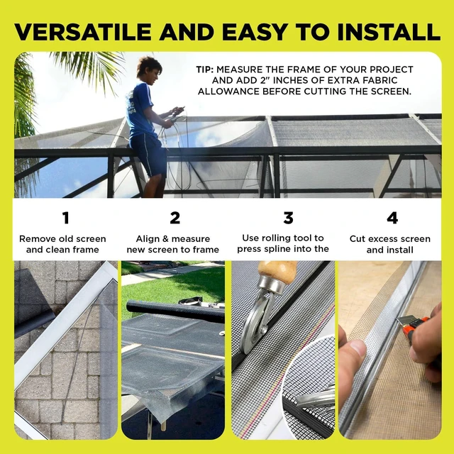 Alt view image 2 of 7 - Window Screen Mesh 48 in x 100 in Fiberglass Window Screen Replacement Mesh Roll for Windows, Patios, Porches & Doors (Charcoal)