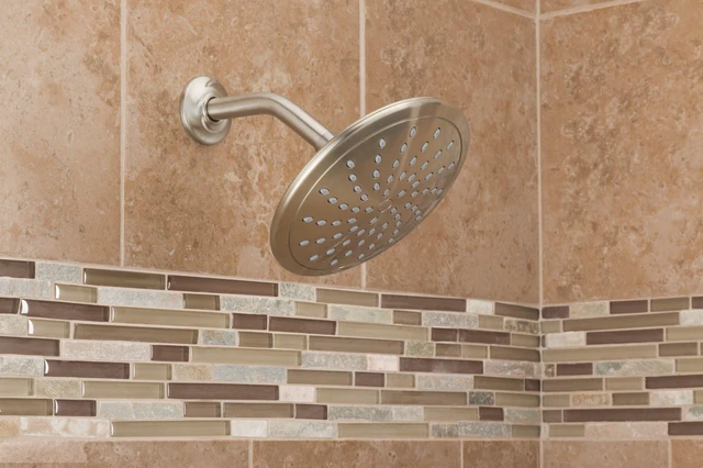 Alt view image 2 of 6 - Brushed Nickel 8-Inch Fixed Single Function Round Wide Rainshower Showerhead, 2.5 GPM, 6345BN