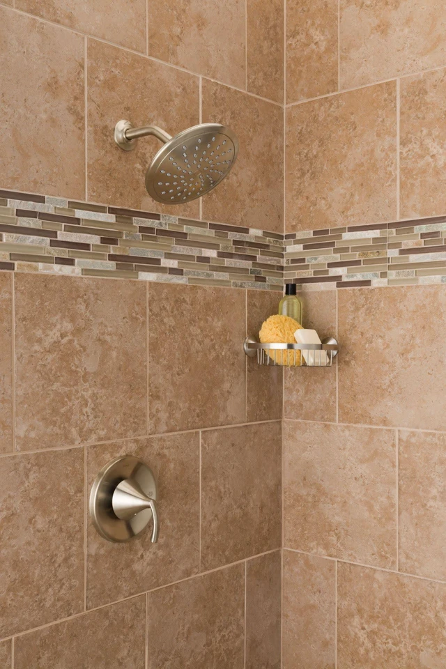 Alt view image 4 of 6 - Brushed Nickel 8-Inch Fixed Single Function Round Wide Rainshower Showerhead, 2.5 GPM, 6345BN