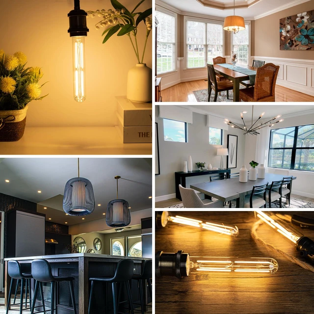 Alt view image 5 of 6 - Tubular Light Bulb 7.3 Inch Dimmable T10 LED E26 6W 60 Watts Edison Bulbs 2700K Warm White,185mm Long for Wall Sconces, Pendant, Livingroom 16-Pack