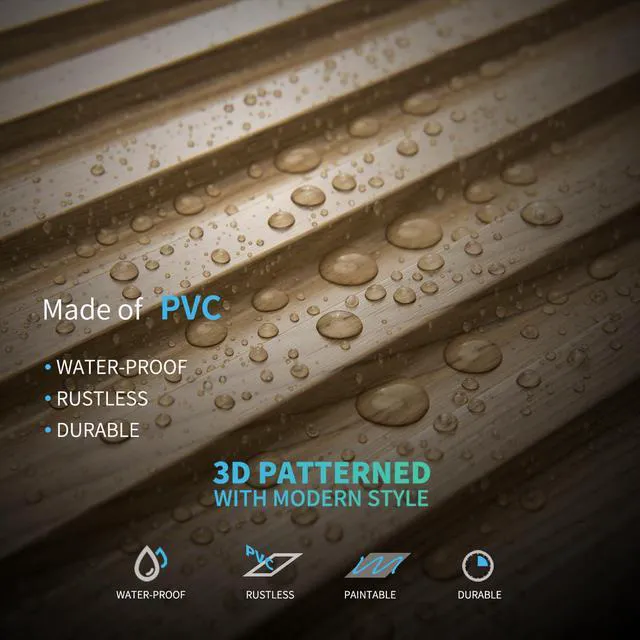 Alt view image 6 of 7 - Fluted Slat 3D Wall Panels, Drop Ceiling Tiles, 6-Pack, Walnut 24" x 48", Lightweight, Break-Proof, Compatible with Grid System, Ideal for Home, Commercial Spaces