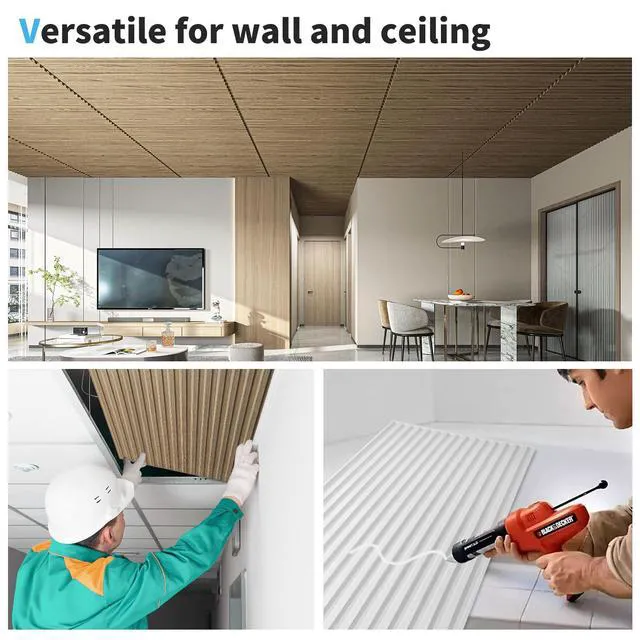 Alt view image 5 of 7 - Fluted Slat 3D Wall Panels, Drop Ceiling Tiles, 6-Pack, Walnut 24" x 48", Lightweight, Break-Proof, Compatible with Grid System, Ideal for Home, Commercial Spaces