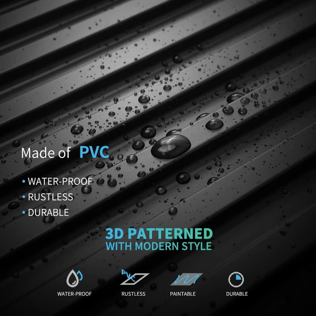 Alt view image 6 of 7 - Fluted Slat 3D Wall Panels, Drop Ceiling Tiles, 6-Pack, Black 24" x 48", Lightweight, Break-Proof, Compatible with Grid System, Ideal for Home, Commercial Spaces