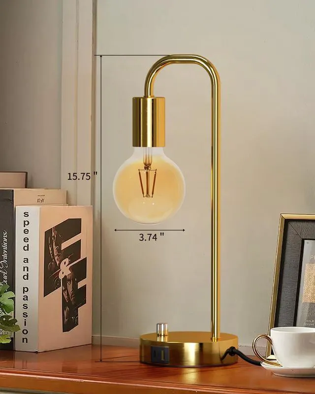 Alt view image 7 of 7 - Industrial Table Lamp Set of 2 with USB A&C Charging Port, Stepless Dimmable Nightstand Bedside Lamps for Bedroom,Desk Lamps with 2700K Gold Gradient Bulb for Reading Living Room