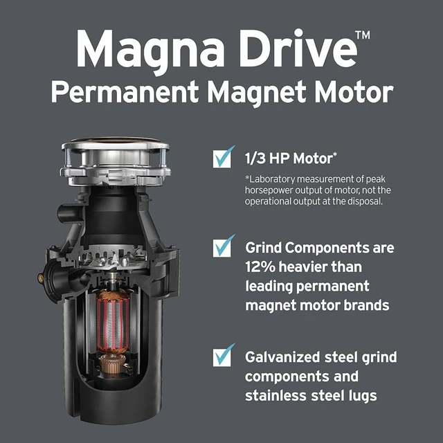 Alt view image 4 of 7 - ES30 W/C, 1/3 HP Continuous Feed Garbage Disposal with Cord Essentials Series, Power Cord, Septic Safe