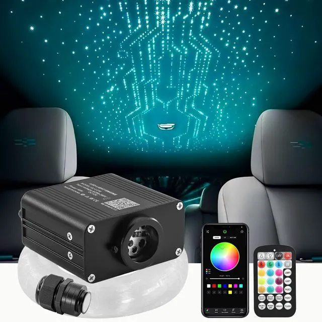 Main image of Starlight Headliner Kit 550pcs 0.03in 13.1ft 16W Twinkle & Sound Activated Fiber Optic Star Lights for Car Roof Décor, App/ Remote Control, Small Size for Easy to Place