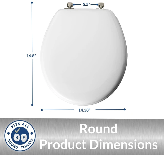 Alt view image 5 of 7 - 844BN 000 Toilet Seat with Brushed Nickel Hinges will Never Come Loose, ROUND, White, 2 Pack - ROUND