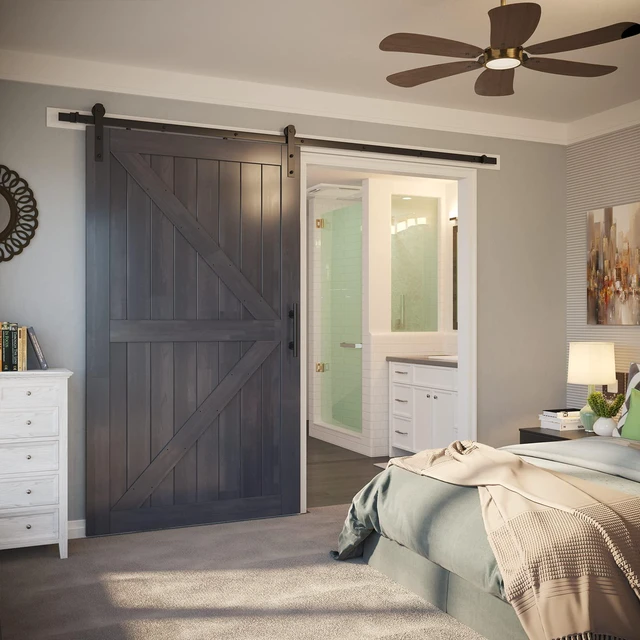 Alt view image 3 of 7 - 9ft Sliding Barn Door Hardware kit, Fit 54" Wide Door Panel Barn Door Track, Sliding Door Hardware kit, Smoothly and Quietly -Heavy Duty Sturdy -Easy to Install, I Shape Hanger