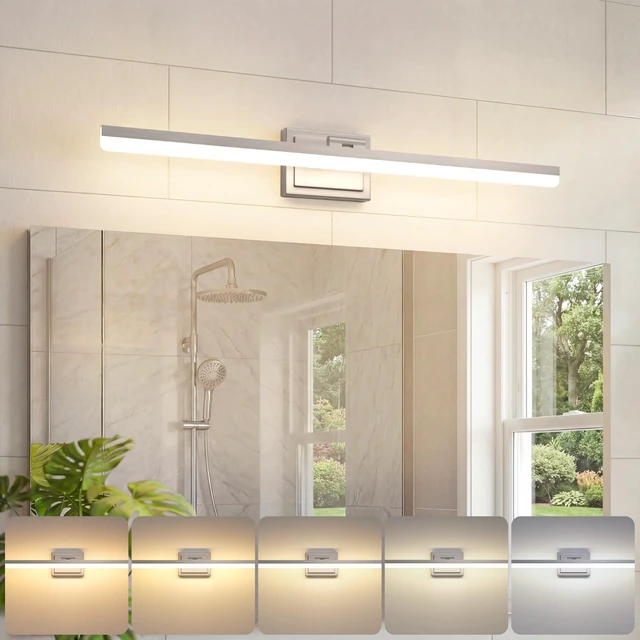 Main image of Modern Bathroom Vanity Light 31.5 inch, Rotatable, 28W Dimmable 5CCT Led Bathroom Light Fixture Over Mirror, Brushed Nickel Bar Vanity Light for Bathrooms Mirror Restroom-ETL Certificated