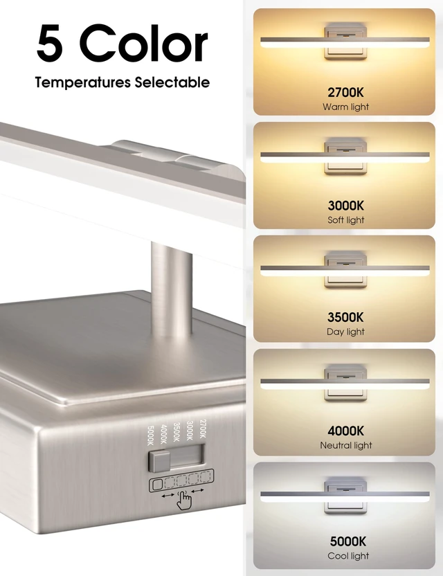 Alt view image 3 of 7 - Modern Bathroom Vanity Light 31.5 inch, Rotatable, 28W Dimmable 5CCT Led Bathroom Light Fixture Over Mirror, Brushed Nickel Bar Vanity Light for Bathrooms Mirror Restroom-ETL Certificated