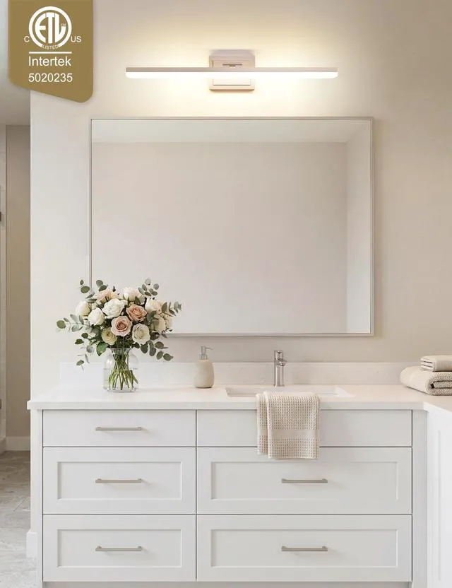 Alt view image 2 of 7 - Modern Bathroom Vanity Light 31.5 inch, Rotatable, 28W Dimmable 5CCT Led Bathroom Light Fixture Over Mirror, Brushed Nickel Bar Vanity Light for Bathrooms Mirror Restroom-ETL Certificated