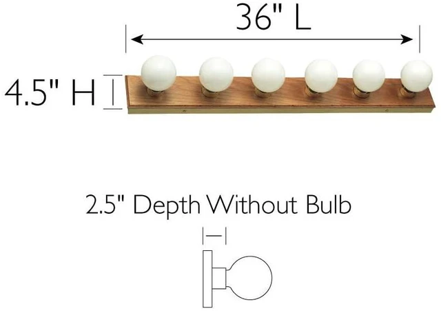 Alt view image 3 of 7 - Bathroom Vanity Light Fixtures Over Mirror, 6-Light Vanity Lights for Bathroom, Dimmable Wall Mount Lighting, Horizontal or Vertical Installation, Honey Oak, 36-Inch, 500223