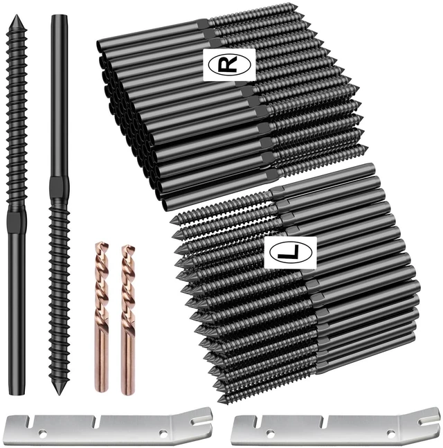 Main image of 120 Pack 1/8" Black Cable Railing Kit Left &Right Swage Lag Screws For Wood Posts, 1/8" T316 Stainless Steel, Wire Railing Kit for Decks with Wrench, Deck Stair Black Cable Railing Hardware
