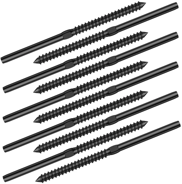 Alt view image 6 of 7 - 100 Pack 1/8" Black Cable Railing Kit Left &Right Swage Lag Screws For Wood Posts, 1/8" T316 Stainless Steel, Wire Railing Kit for Decks with Wrench, Deck Stair Black Cable Railing Hardware