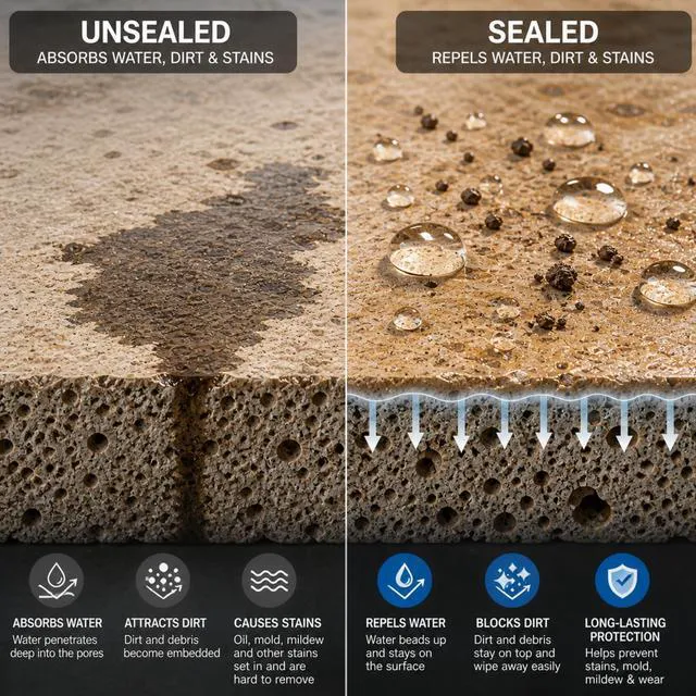 Alt view image 3 of 7 - Wet Look Stone & Concrete Sealer, High Gloss for Pavers & Patios, 1 Gallon Durable Long-Lasting Gloss Protection, Interior and Exterior, Pavers, Slate, Sandstone, Travertine, Flagstone - Spray Paints