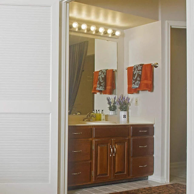 Alt view image 7 of 7 - Bathroom Vanity Light Fixtures Over Mirror, 6-Light Vanity Lights for Bathroom, Dimmable Wall Mount Lighting, Horizontal or Vertical Installation, Honey Oak, 36-Inch, 500223