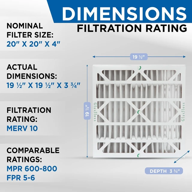 Alt view image 2 of 7 - ZL 20x20x4 MERV 10 AC & Furnace Filters. 6-Pack Exact Size: 19-1/2 x 19-1/2 x 3-3/4, Rating: MERV 10, MPR 800, FPR 7, Durable Heavy-Duty Frame, Made in USA