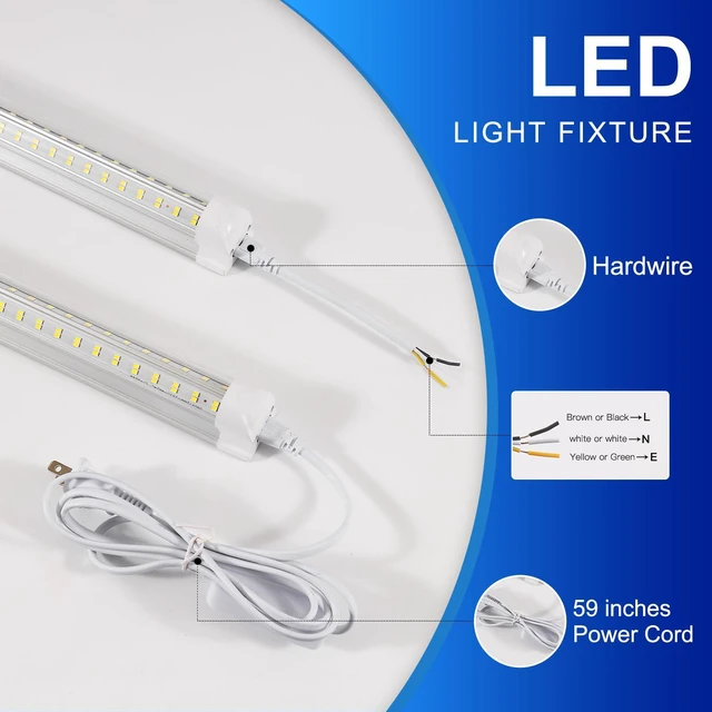 Alt view image 4 of 7 - Led Shop Lights,4FT LED Light 50W 6000K 7000LM Led Daylight,Garage Light,Linkable Clear Cover Integrated V-Shape for Garage Warehouse Workbench Workshop(6-Pack)