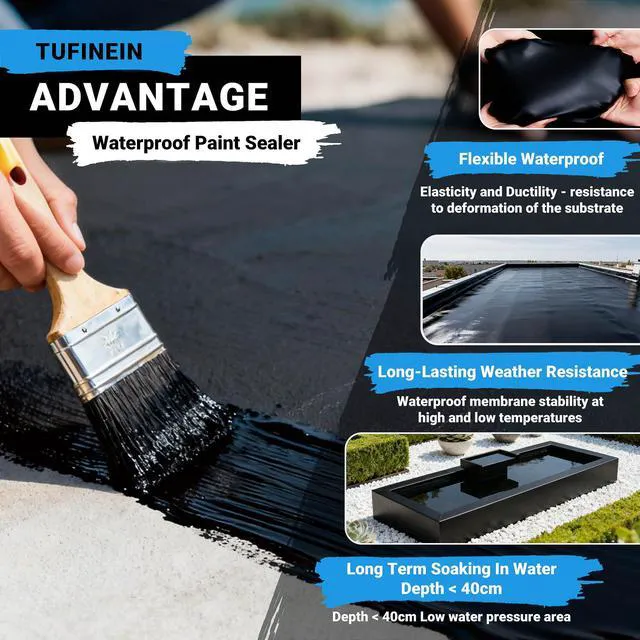 Alt view image 2 of 7 - Rubber Liquid Waterproof Sealant, 11 LB/5 KG Black Quick Drying Multi Surface Foundation Leak Repair - Roof Gutters Basement Sealer Waterproof - Indoor & Outdoor Flexible Rubber Paint